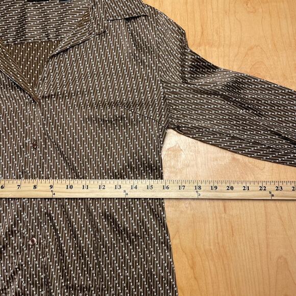 Vintage Women's Moda Disco Medium Brown Long Sleeve Collared Shirt - Picture 7 of 9